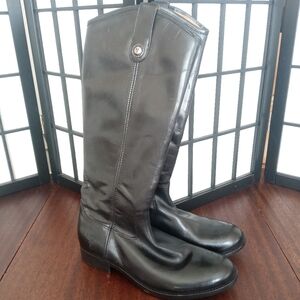 Frye Women's Melissa Black Leather Tall Riding Pull-on Boots Size 7M Brand New!